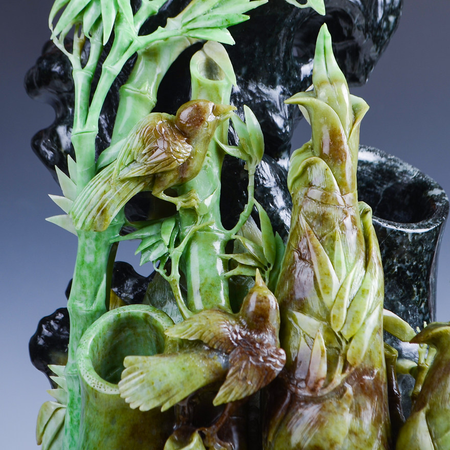 【竹报平安】薛天空玉雕工作室出品独山玉摆件