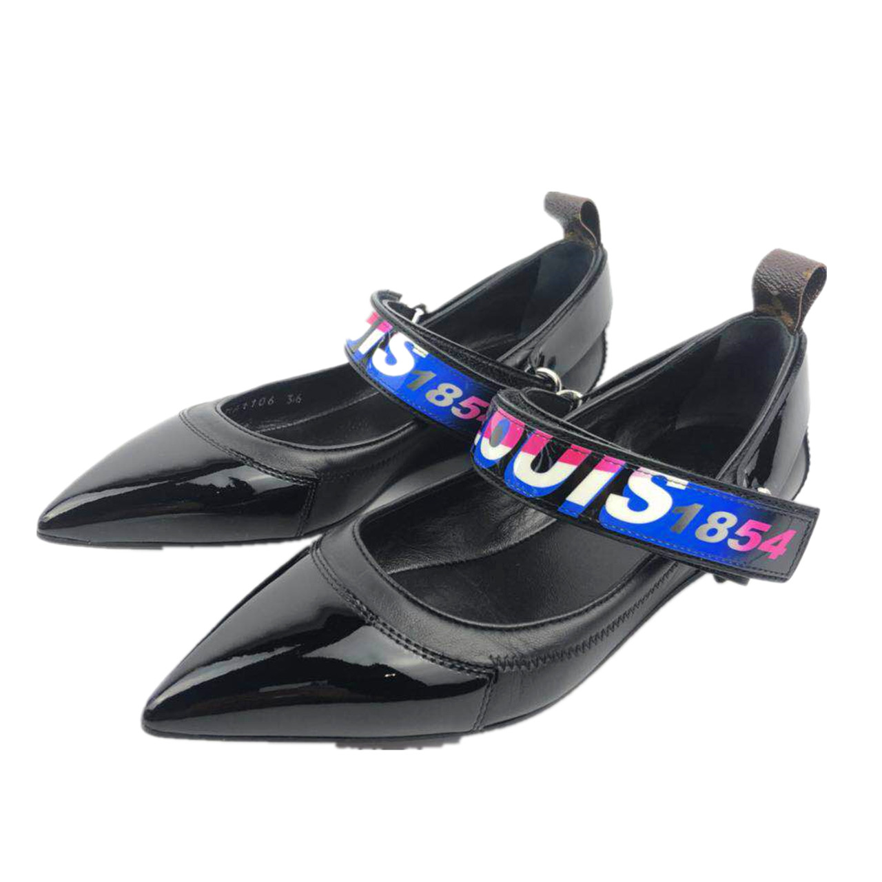 [即拍即得][9.8新]路易威登lv女士粉色高跟休闲皮鞋36码