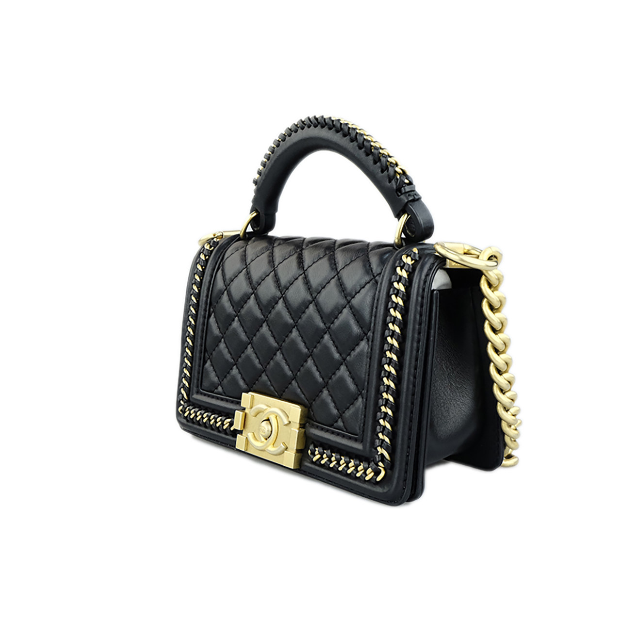 [即拍即得][9.8新]香奈儿chanel女士leboy菱格链条包单肩包