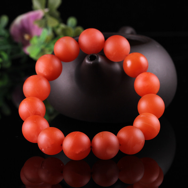 63.19克南红玛瑙保山哑光手链/手串/佛珠 南红 玛瑙