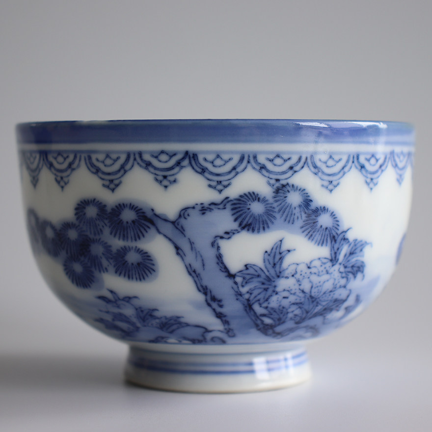 【无保留】锅岛烧唐子图带盖煎茶杯一对 日本回流精品茶具