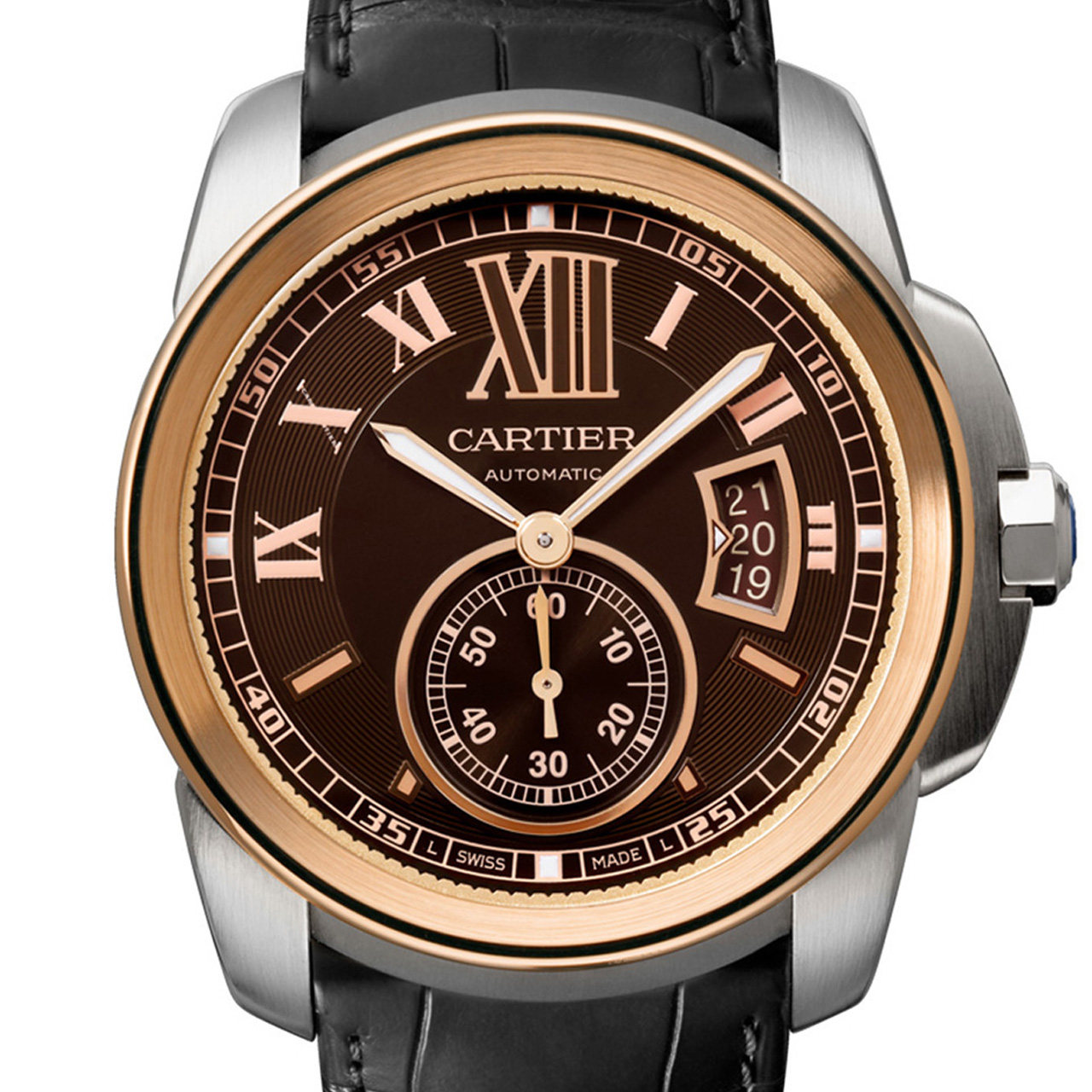 [9.5新]卡地亚男表自动机械玫瑰金 日期