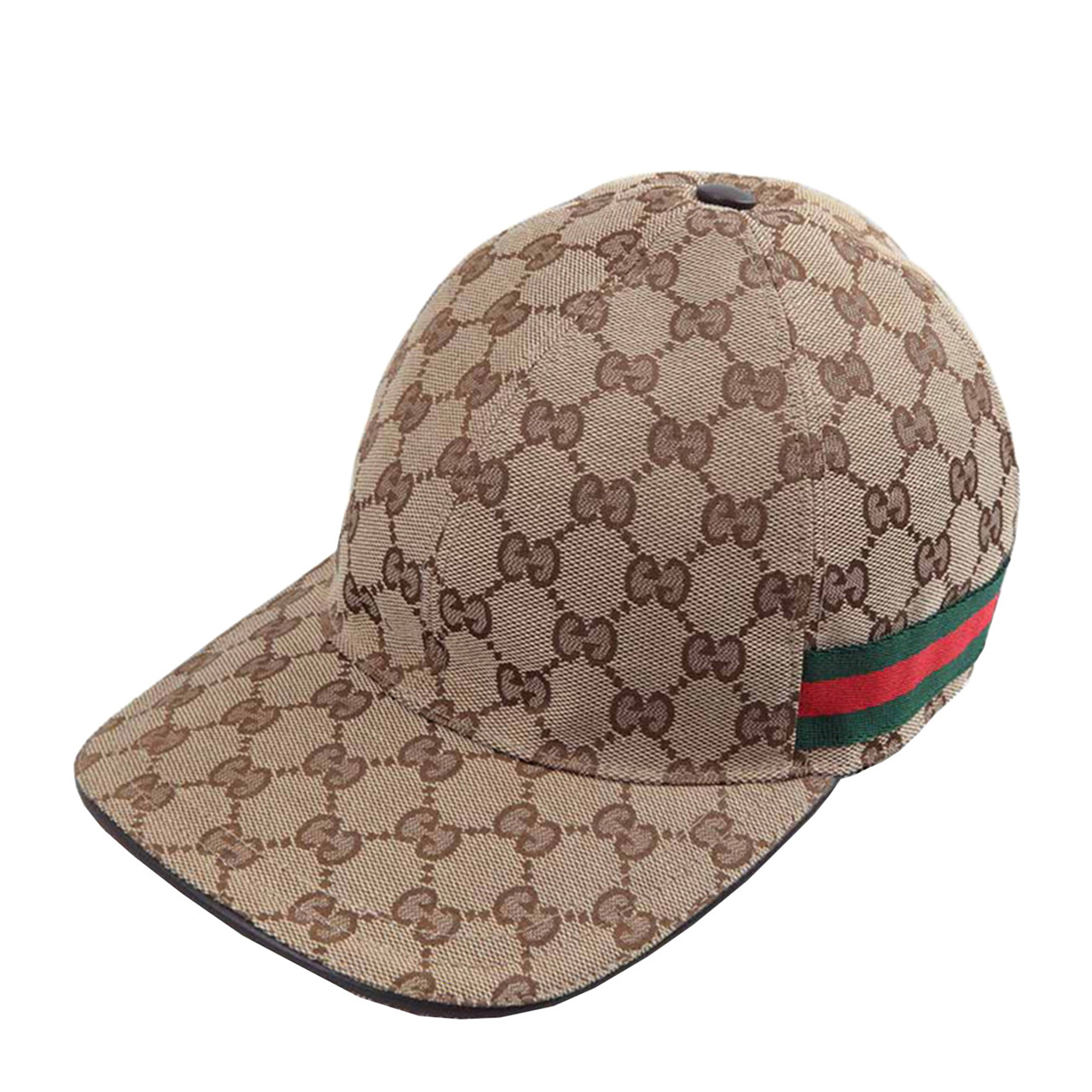 [即刻拍][9.8新]古驰gucci中性卡其色红绿条鸭舌帽