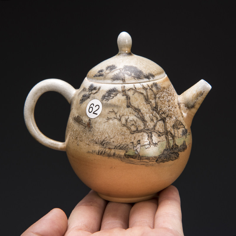 《渡人》柴烧手绘泡茶壶就正轩出品 62