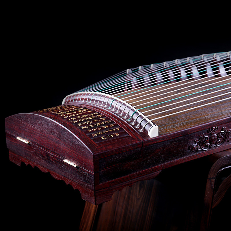 非遗传承人-蔡唯男 小叶紫檀简筒刻字古筝 工艺精湛 简约典雅