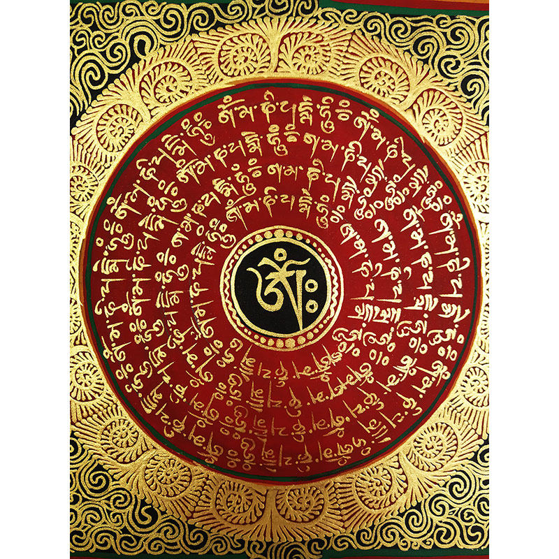 混合金彩绘经文坛城唐卡1490 jiban lama作品