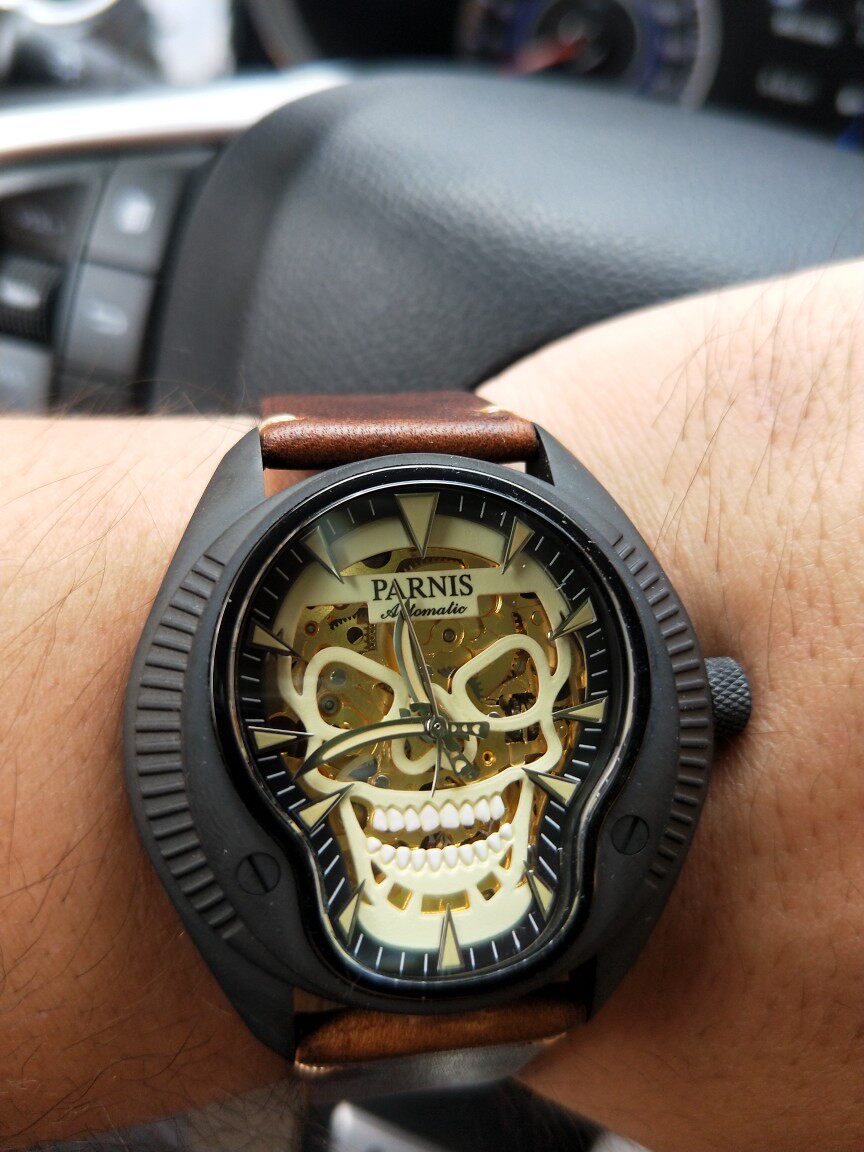 parnis柏尼时男表好不好parnis柏尼时分期购骷髅手表男机械表男表使用