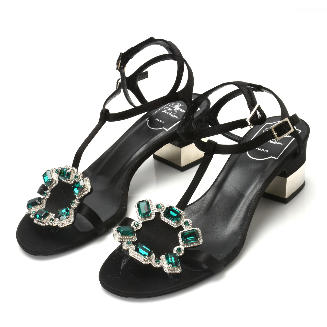 9新]罗杰维维亚rv女士水钻方跟凉鞋36.5码bx9625