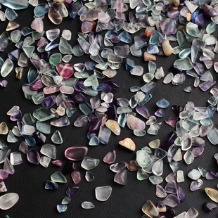 现货速发天然多彩萤石水晶碎石原石手链消磁石净化蓝绿紫色萤石装