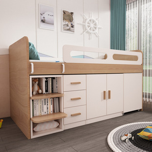 推荐儿童床书桌一体儿童半高床带衣柜储物小户型多功能柜子组合套