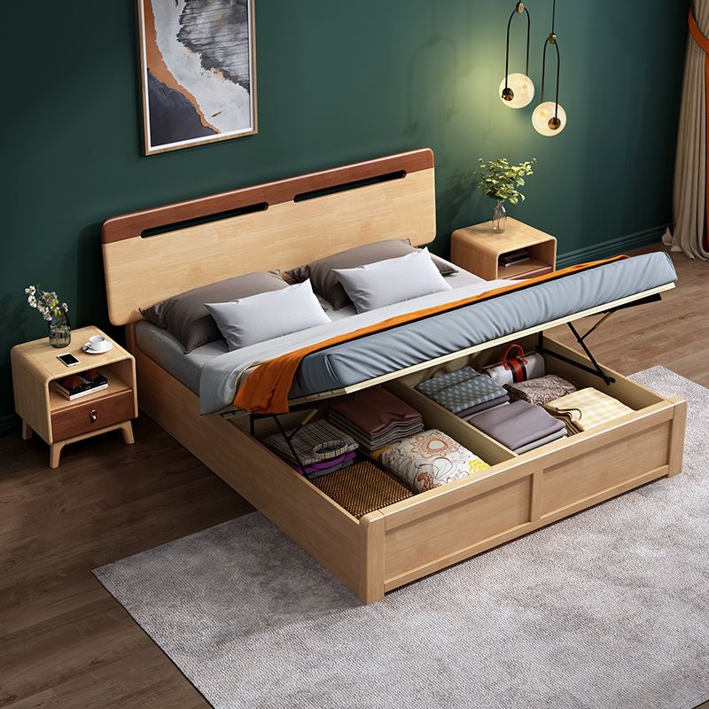 实木床现代简单1.年床小户型约人床一米八V双人床青少5实