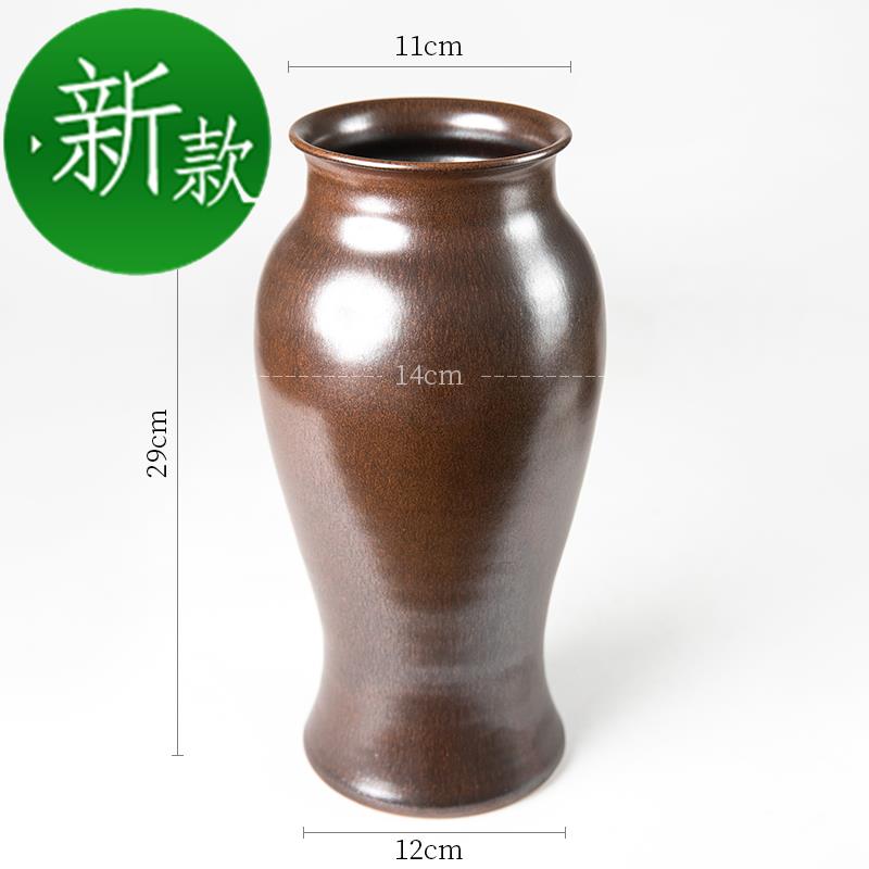 极速2021中华花艺花器 陶瓷仿柴烧 禅意中式插花器皿柳瓶花盘花盆