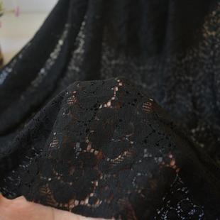 高档黑色褶皱镂空刺绣蕾丝花边服装面料连衣裙diy手工裙子宽布料