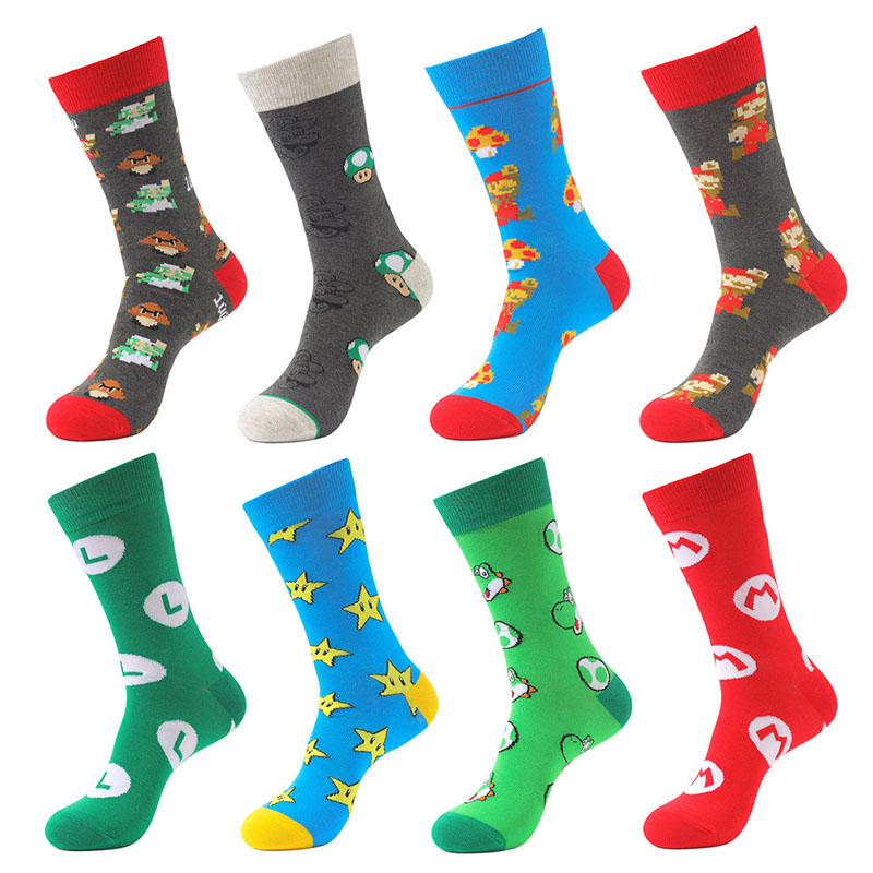 推荐Super Mario Bros Socks Anime Figure Mid-tube socks Carto