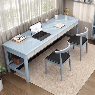 推荐双人实木书桌北欧初中生家用学习书桌椅客厅大长桌子卧室办公