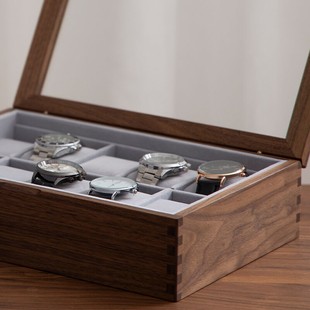 极速梵瀚实木手表收纳盒展示架家用高档简约黑胡桃木放腕表的收藏