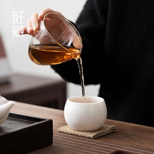 极速羊脂玉白瓷主人杯茶杯陶瓷压手杯大号禅定杯不倒杯个人杯德化