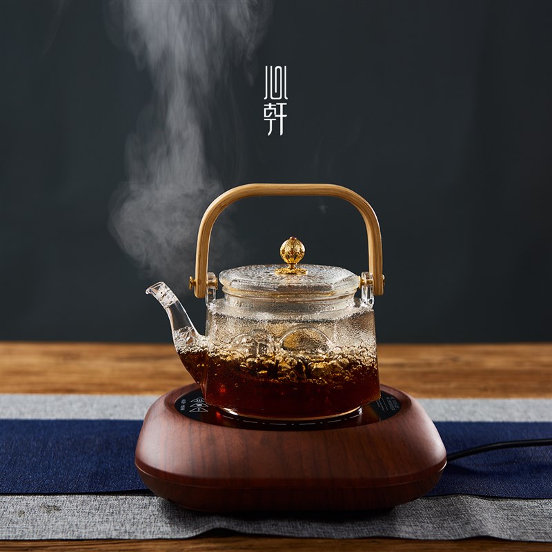 心轩耐高温玻璃壶日式锤纹煮茶壶提梁过滤泡茶壶电陶炉烧水煮茶器