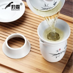 汝窑茶漏托茶滤茶叶过滤网泡茶器分离茶隔陶瓷茶具茶杯公道杯一体