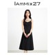 IAmMIX27黑色V领吊带裙女春夏高腰显瘦M内搭打底露背无袖连衣裙女