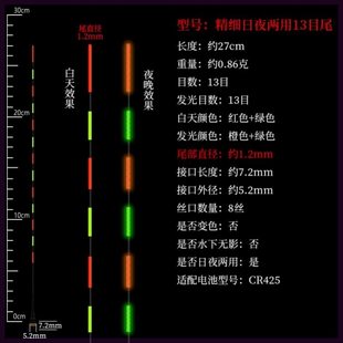 超细尾电子漂高灵敏浮漂夜光日夜两用醒目细尾水下无影硬尾的鱼漂