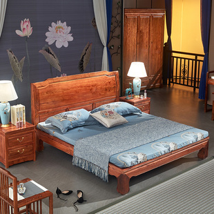 厂家新中式红木家俱刺猬紫檀大床双人大床经济型实木大床卧室小户
