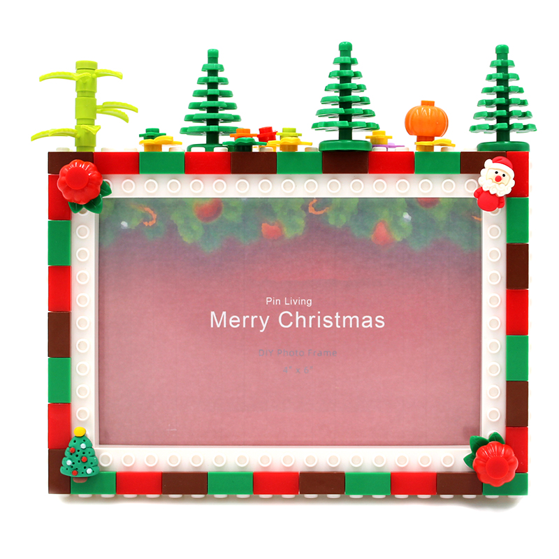 拼忆 耶诞款儿童积木相框摆台耶诞节手工活动礼品DIY个性红色相簿