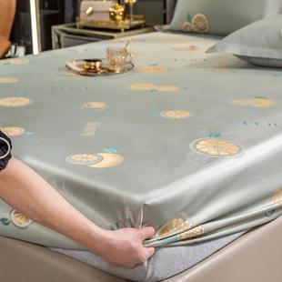 厂家夏季冰丝床笠三件套夏天凉席床罩单件床垫保护套防滑防尘全包