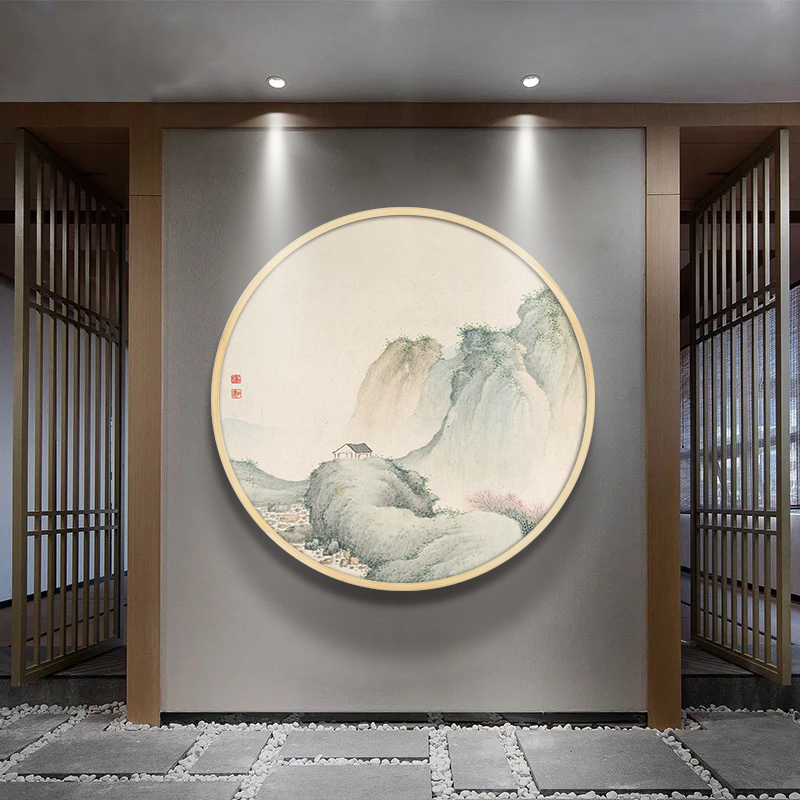 挂画电表箱装饰画遮挡客厅入户玄关古风背景墙新中式壁画—现代装饰画
