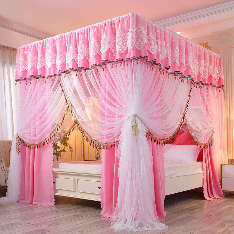 新品防尘a蚊帐带顶布防蚊遮光一体式简约加厚落地公床幔家用卧室