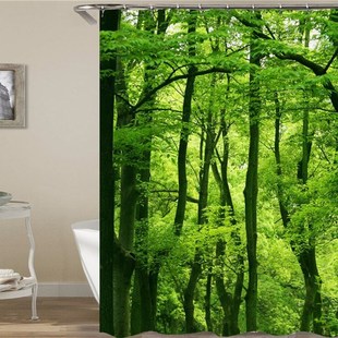 新品Modern 3D Printing est Shower Curtain Green Plant Tree L