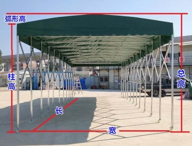 。折叠物流仓库帐篷防疫r伸缩推拉遮阳蓬活动夜市防雨棚移动收缩