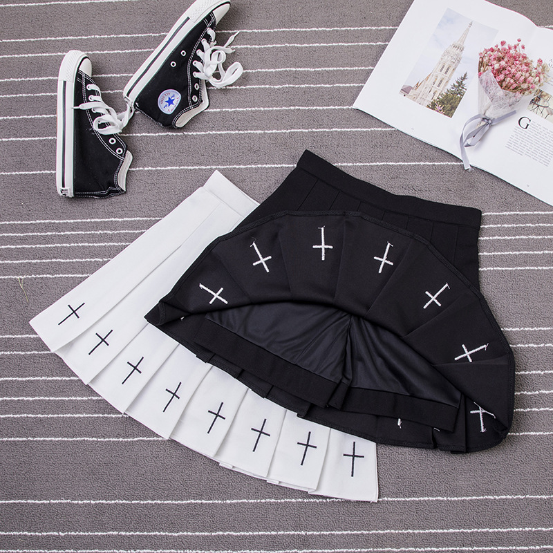 速发Korean Fashion Y2k Elastic High-Waisted Women Skirt Blac