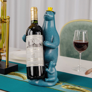 极速红酒瓶架摆件轻奢高档现代创意北极熊斜放葡萄红酒架子展示置