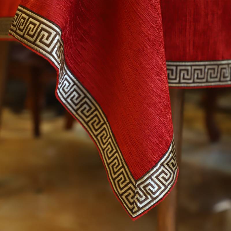 厂家新中式红色餐桌布欧式订婚装饰桌布美式长方形家用结婚礼喜庆