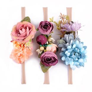 速发3pcs/set Newborn Hair flowers accessories Set Baby Nylon