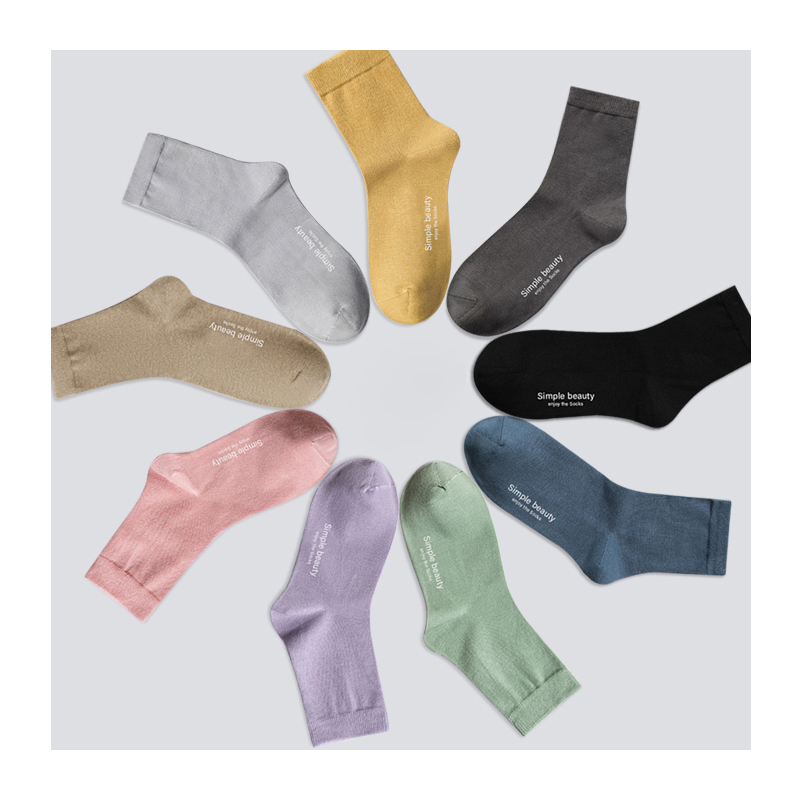 速发5 pairs/Lot Hot Sale Women Cotton Socks Simple Beauty En