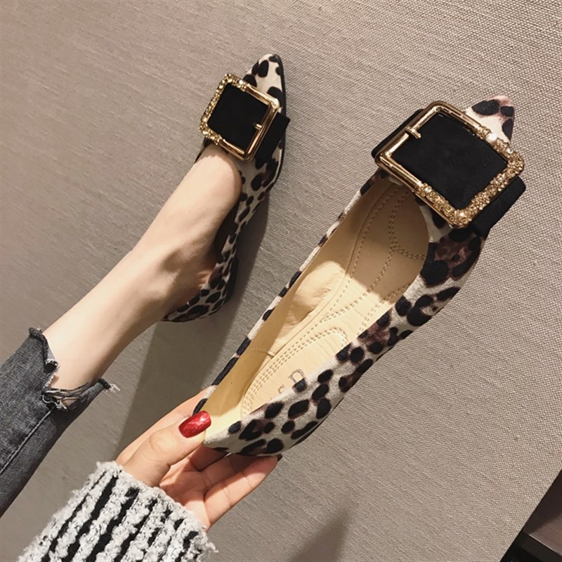 推荐Lady Shoes Flat Heel Leopard Fashion Classic All Match E