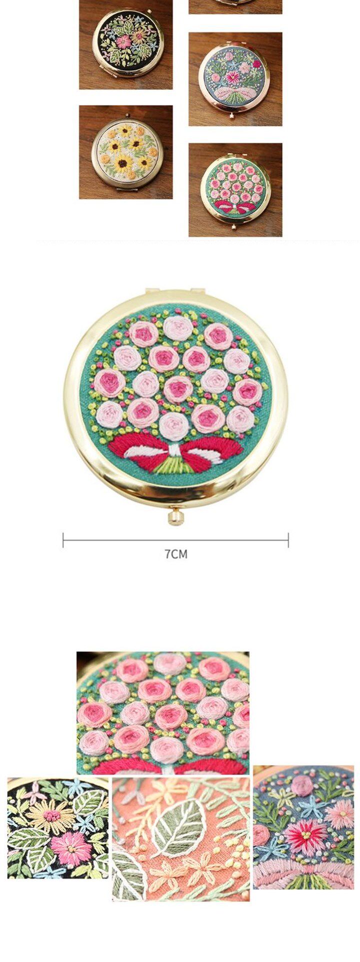 Нето diy embroidery kit compact pocket floral makeup mirror doubl OTHER