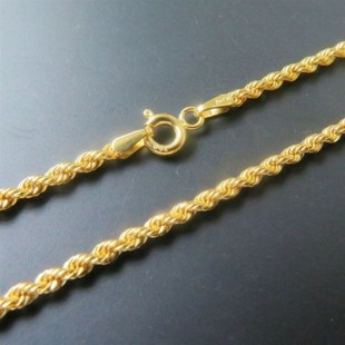 推荐Fine Au750 18k Yellow Gold Necklace Woman Man Luck Rope