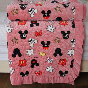 推荐韩式外贸短毛绒毯子儿童床垫绒毯单面绒斜纹纯棉床单毛毯无静