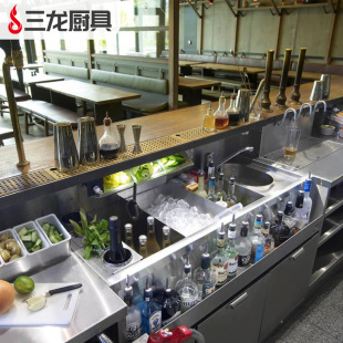 酒吧调酒台吧台冷藏调酒操作台商用鸡尾酒不锈钢调酒工作台定制