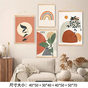 推荐ins风组合挂画简约现代沙发背景布艺装饰画治愈系客餐厅床头