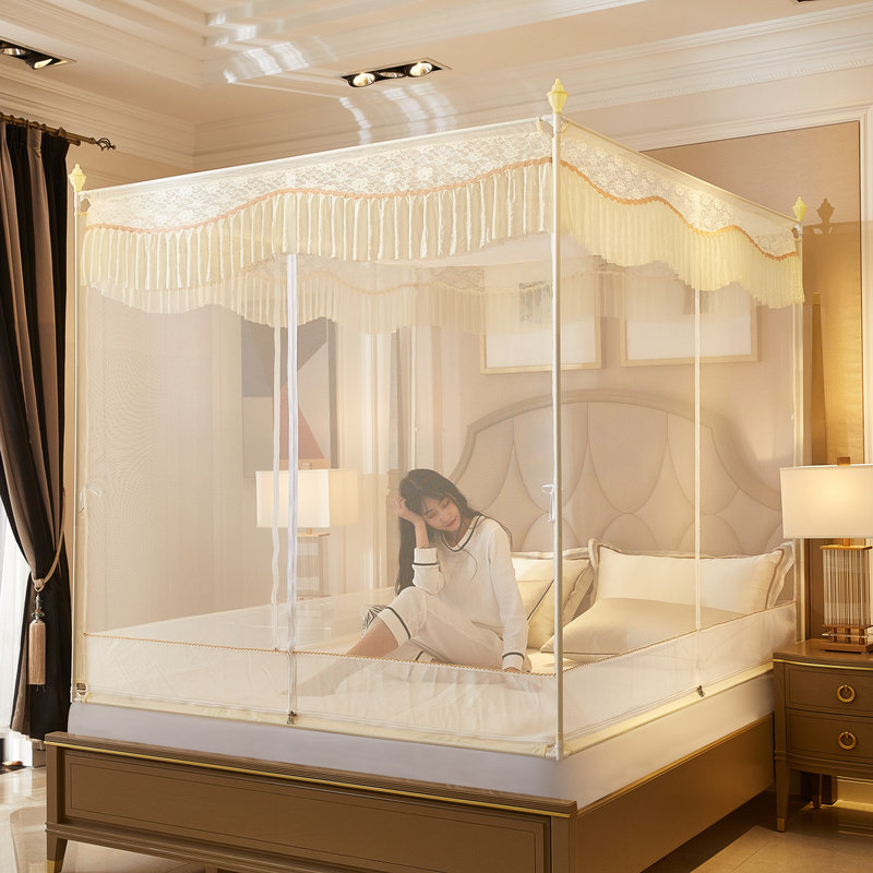 新品蚊帐t型三开门拉链蒙古t包1.8m床家用儿童防摔回底1.5米全底