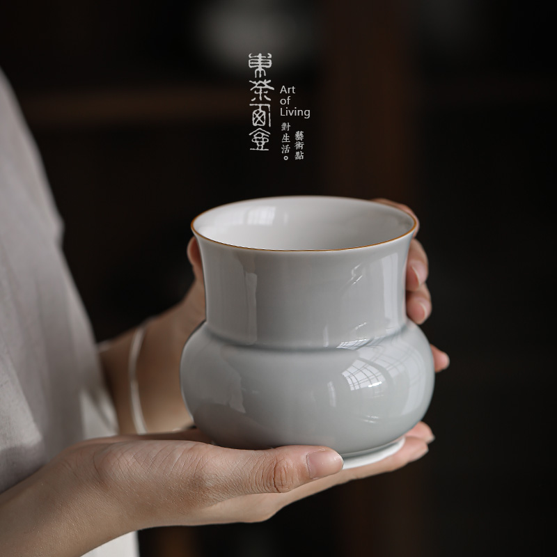 冰灰釉陶瓷茶洗日式茶渣缸小号水盂建水茶道零配茶杯收纳家用杯洗