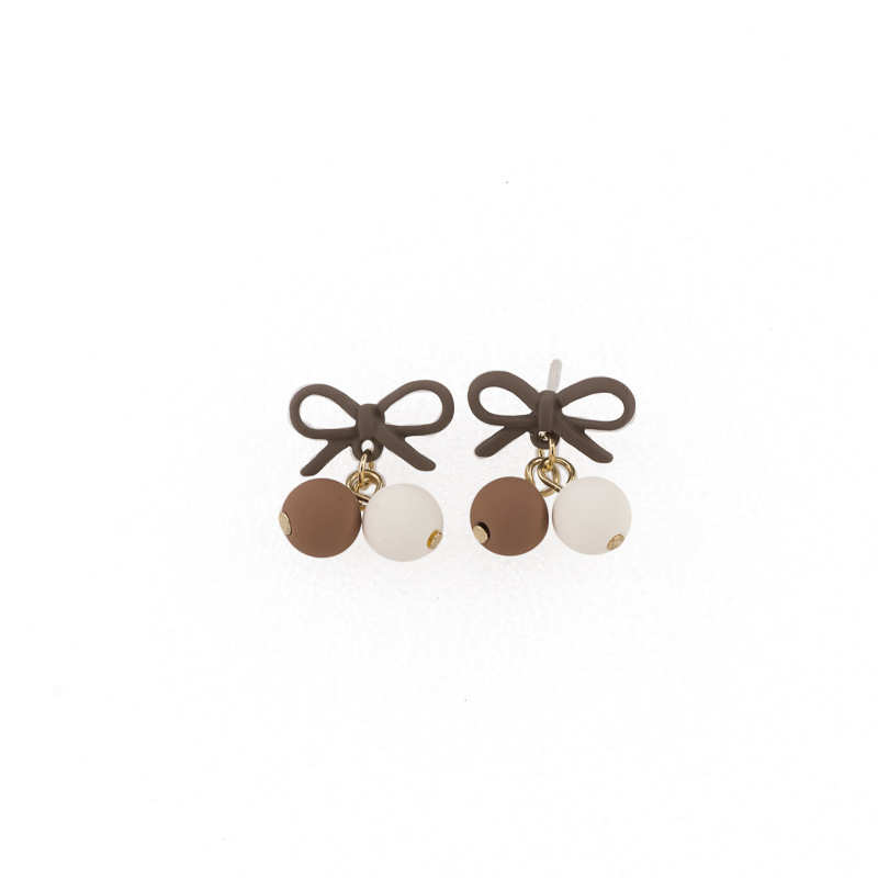 速发women's simple ball earrings sweet girl bow ear stud jew