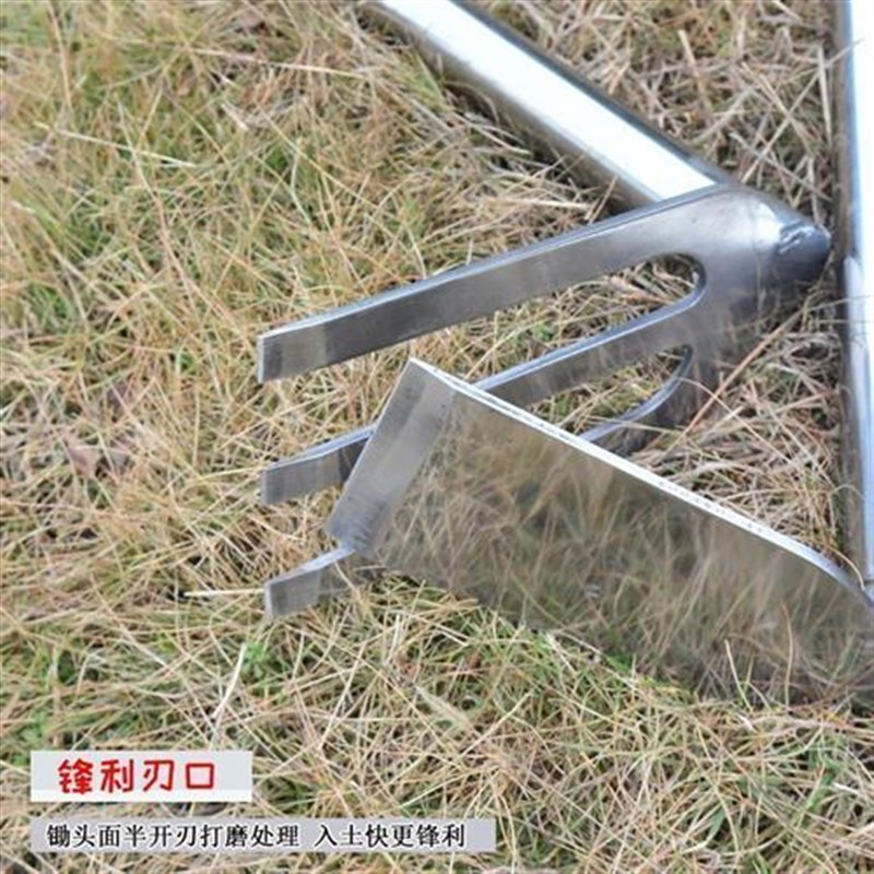 农具工具长柄不锈钢锄头加厚全钢耙子挖土种菜除草翻地农用锄