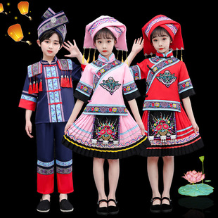 三月三民族服装儿童云南广西壮族少数民族特色服饰男童女童演出服