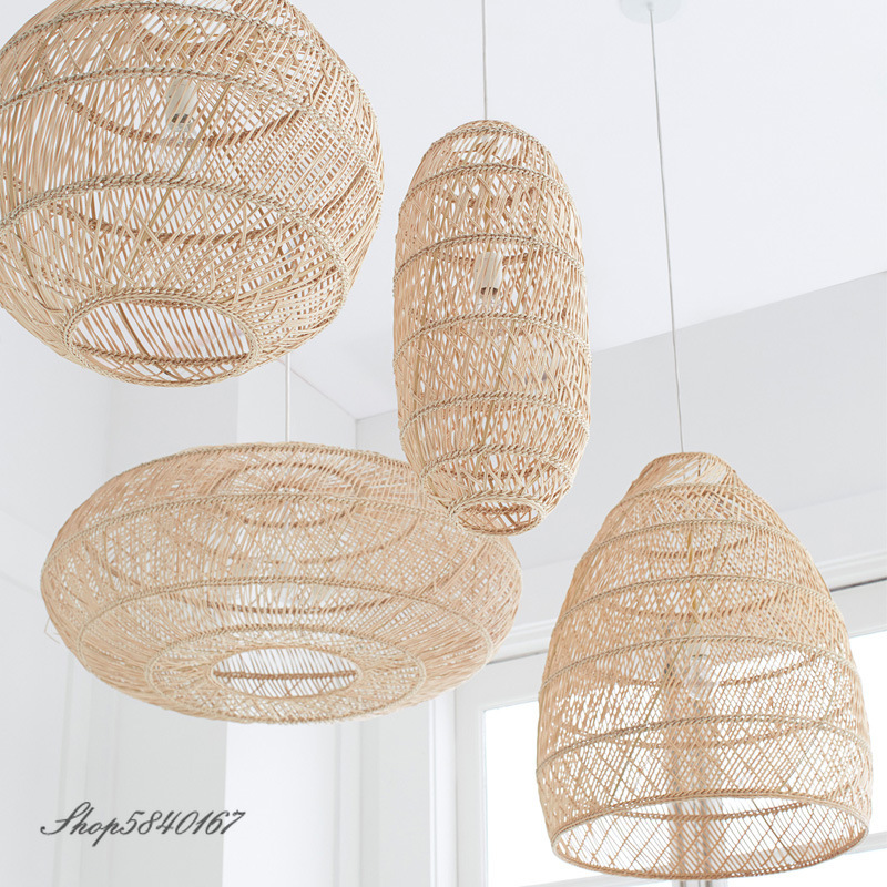 速发Natural Rattan Lamp Pendant light New Chinese Style Hand