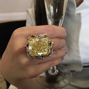 速发Fashion Square Shape Champagne Big Crystal Designer Hype